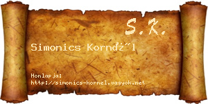 Simonics Kornél névjegykártya